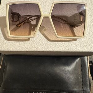 Dior Cream and Brown Square Sunglasses